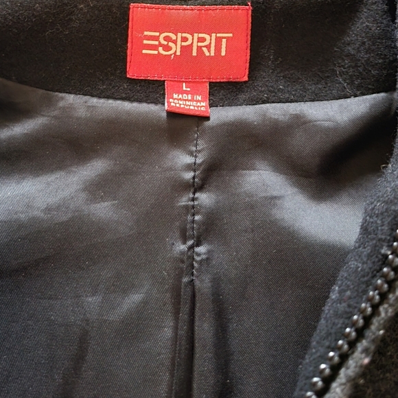 Espirit Women's Gray Hooded Jacket 90% Wool - Picture 11 of 11